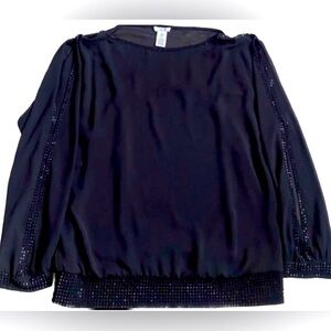 CACHE ❤️❤️ black longsleeves dressy blouse with rhinestones